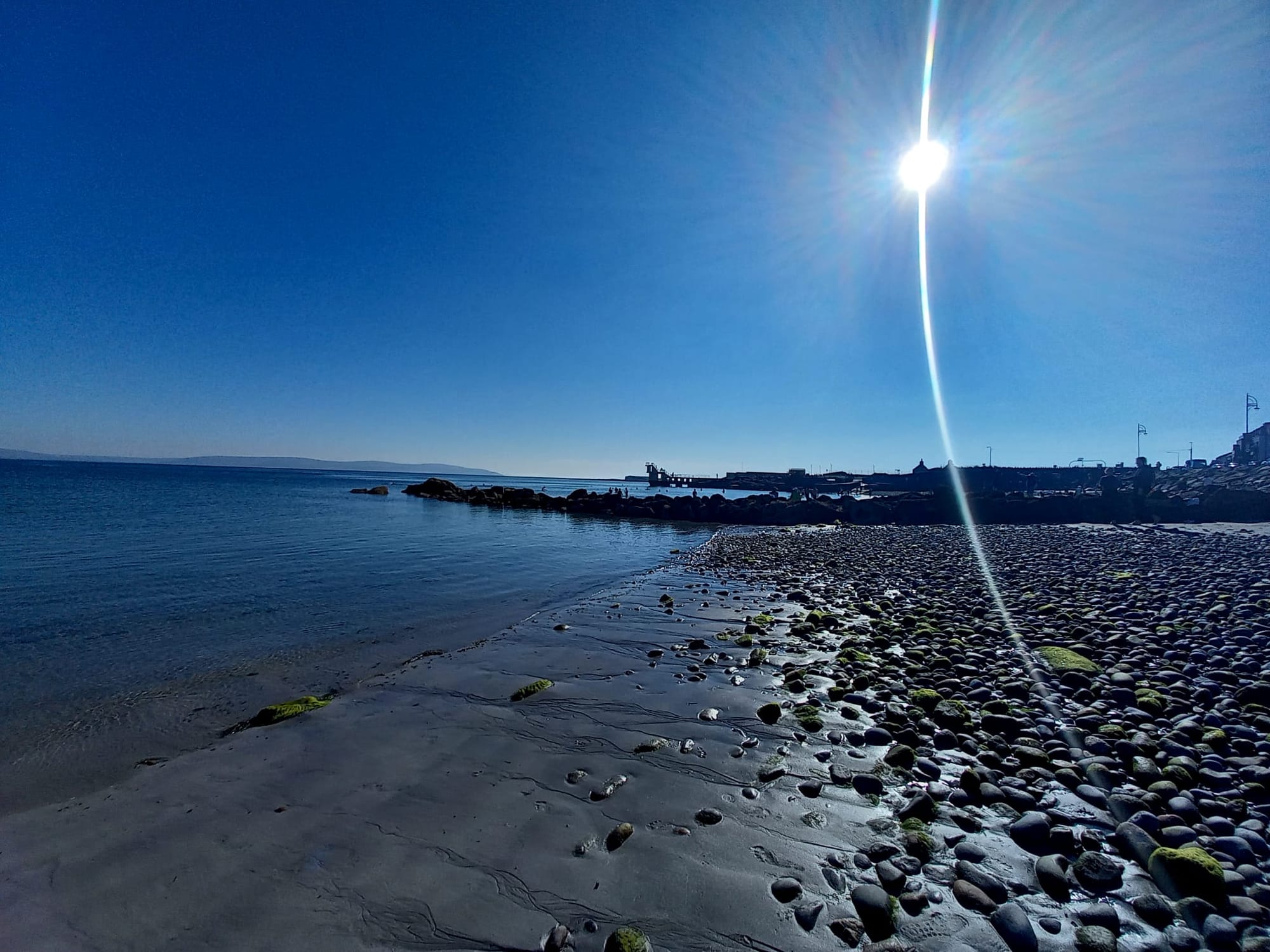 Salthill beach on a bright day in early Spring
