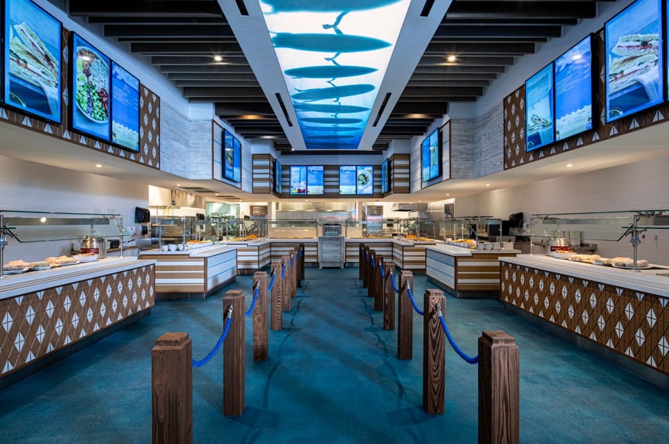 Food stations at Beach Break Cafe