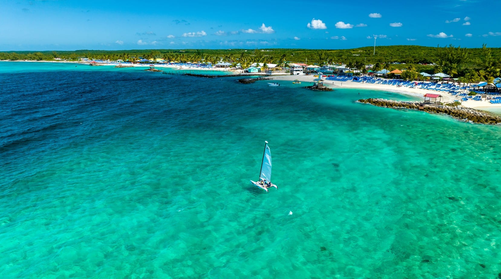 Princess Cays aerial view, from sea