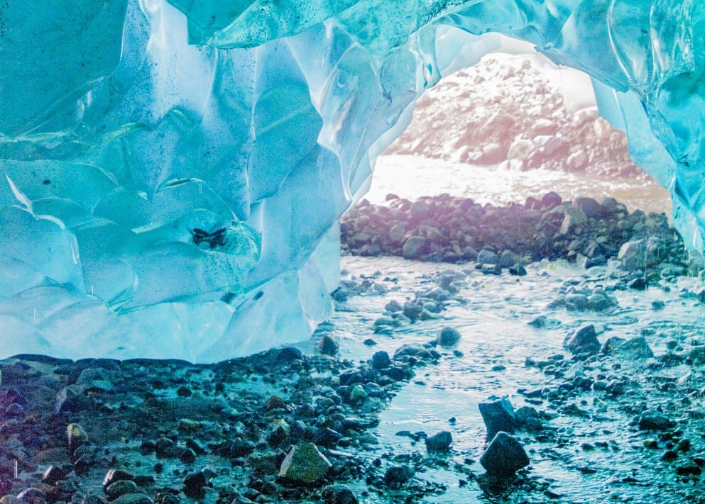 An ice cave in the Mendenhall Glacier