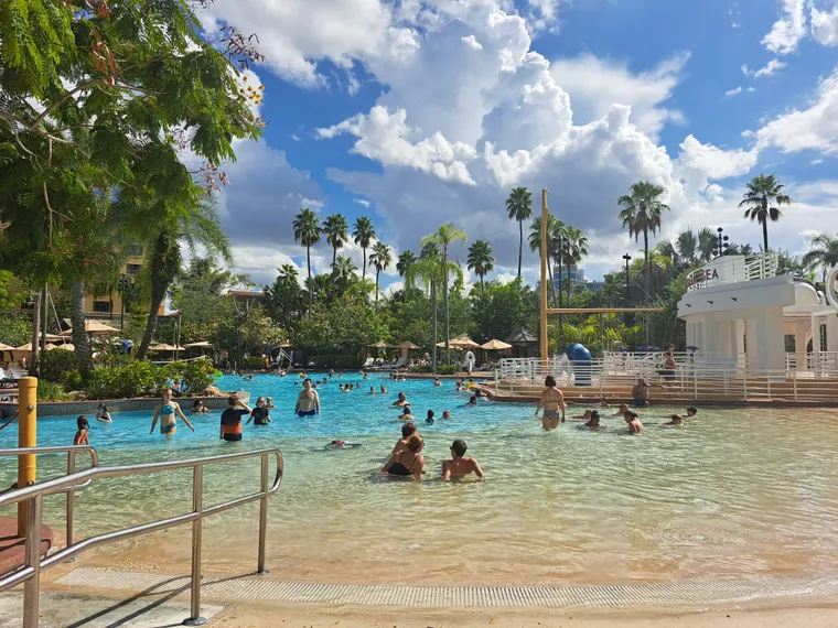 The lagoon pool's zero entry at Loews Royal Pacific