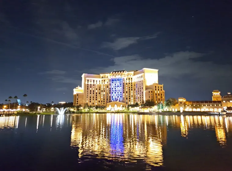 Coronado Springs Grand Destino Tower, viewed from the lake