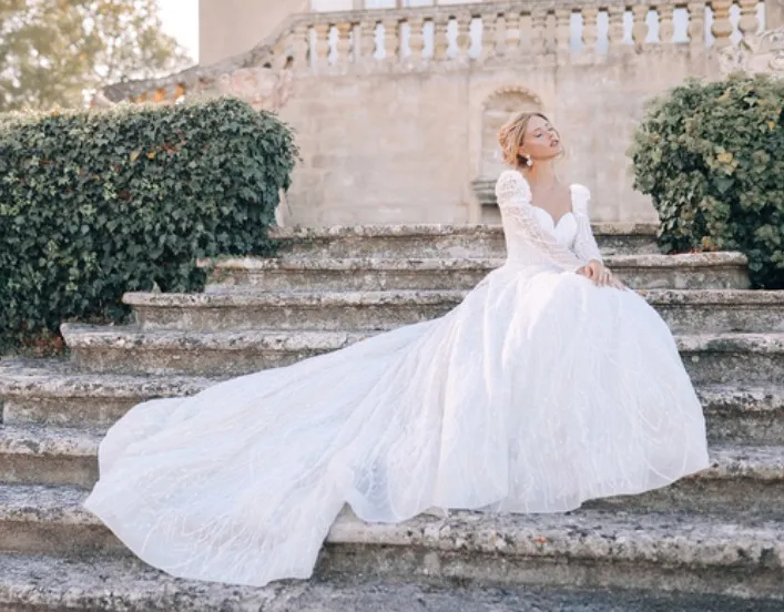 A bride in a Disney wedding gown