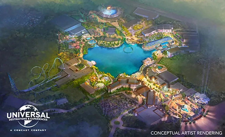 Artist impression of aerial view of the new UK theme park