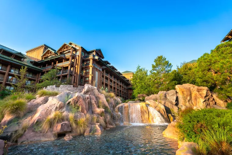 Wilderness Lodge viewed over the waterfalls