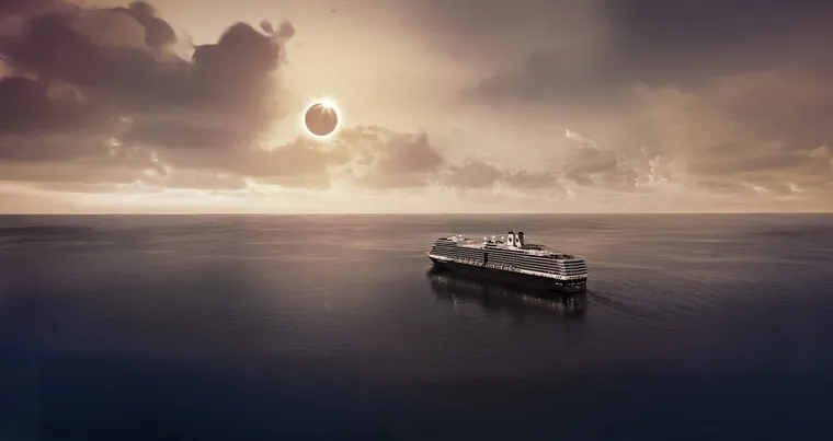 Cuise ship during a solar eclipse - Image provided by Holland America